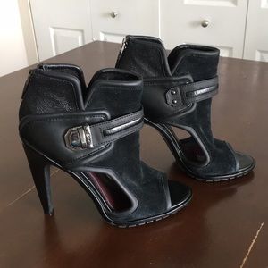 Black open toe booties